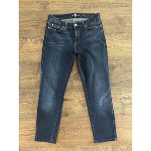 7 For All Mankind Kimmie Straight Jeans Womens Size 29 Dark Blue Slim Mid Rise